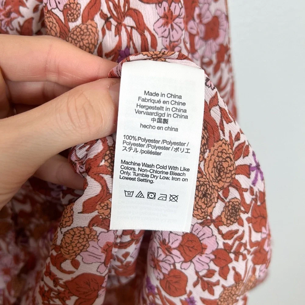 NWT J. Crew Floral Ruffle Floral Blouse Pink